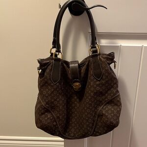 Louis Vuitton Brown Monogram Canvas Shoulder Bag with Black Handles